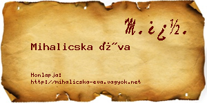 Mihalicska Éva névjegykártya